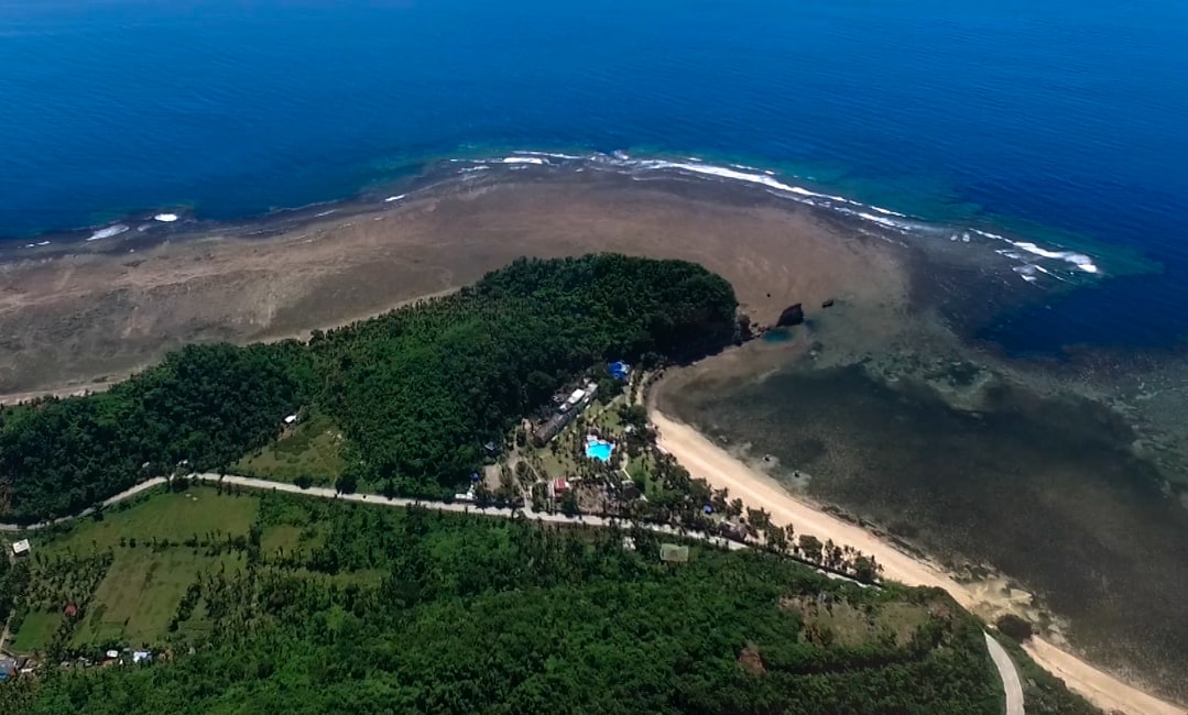 Twin rock beach resort seen from high above drone picture in catanduanes philippines